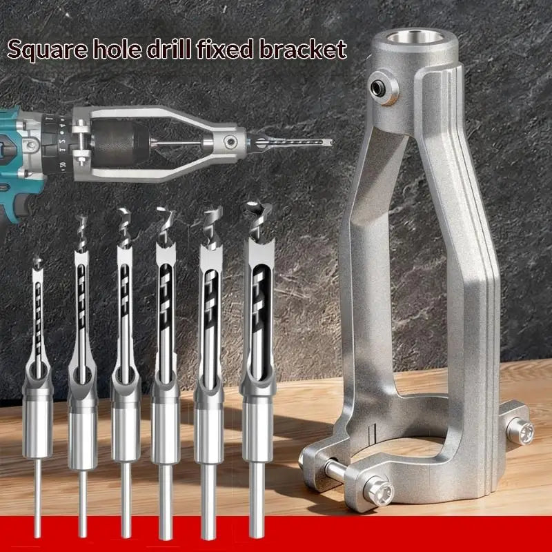 Square Hole Drill Bits Mortising Chisel Adapter | 4 Sizes Mortising Drill Bit Set Axl