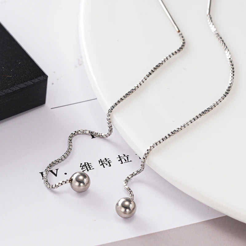 Huitan Bead Line Drop Earrings – 304 Stainless Steel Women Drop Earrings Axl