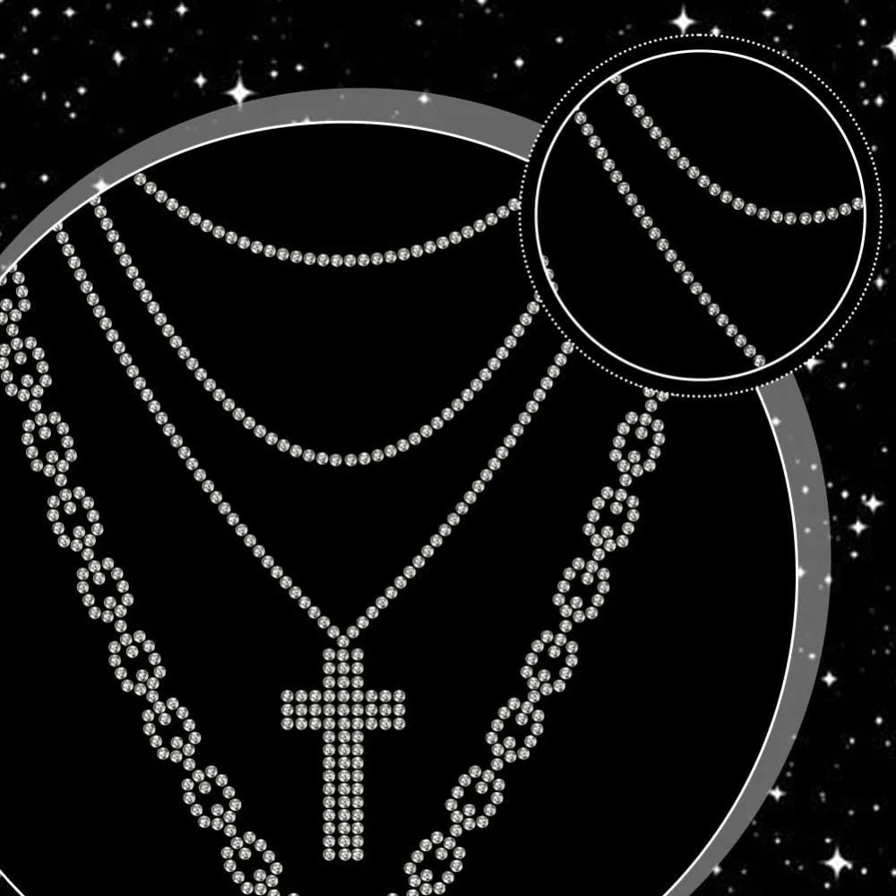 Glass Rhinestone Iron-On Appliqué – Chain Necklace Design Patch Iron-On Appliqué Axl
