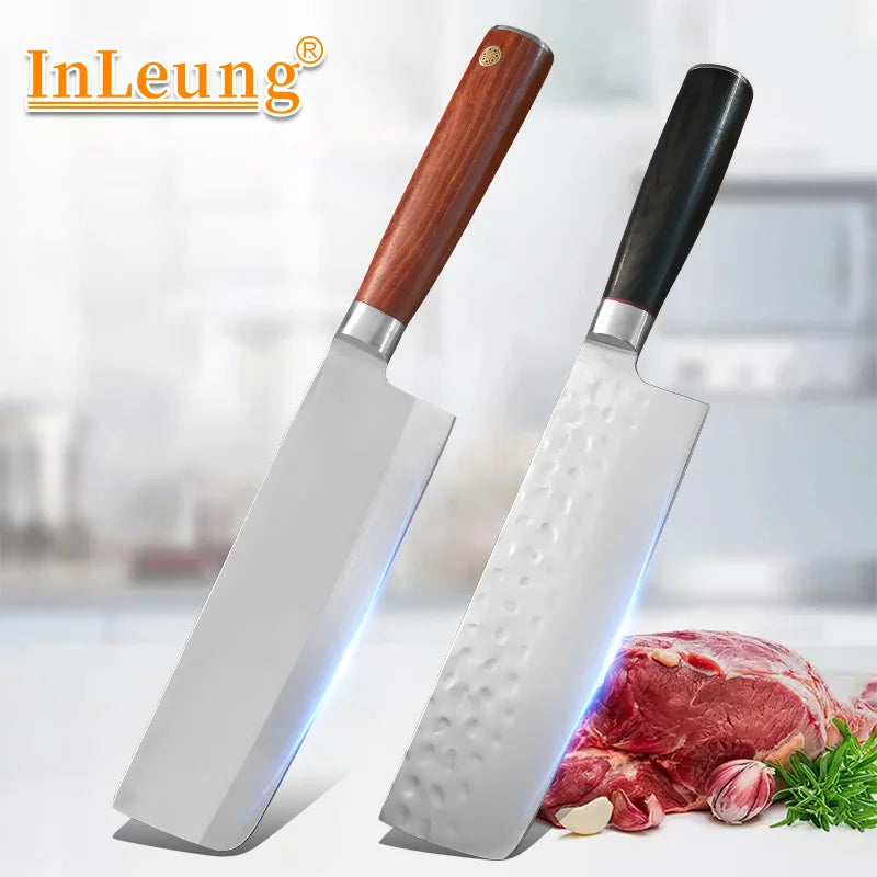 Stainless Steel Meat Cleaver – Wood Handle Chef Knife | InLeung Kitchen Cleaver Knife Axl