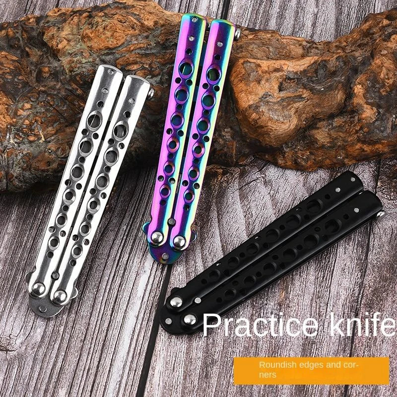 Butterfly Knife Trainer – Foldable Stainless Steel Practice Tool Butterfly Knife Trainer Axl