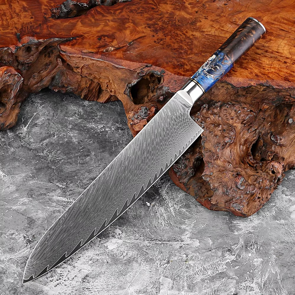 XITUO Damascus Steel Chef Knife Set | VG10 Japanese Kitchen Knives Damascus Knife Set Axl 9.5 inch Chef Knife