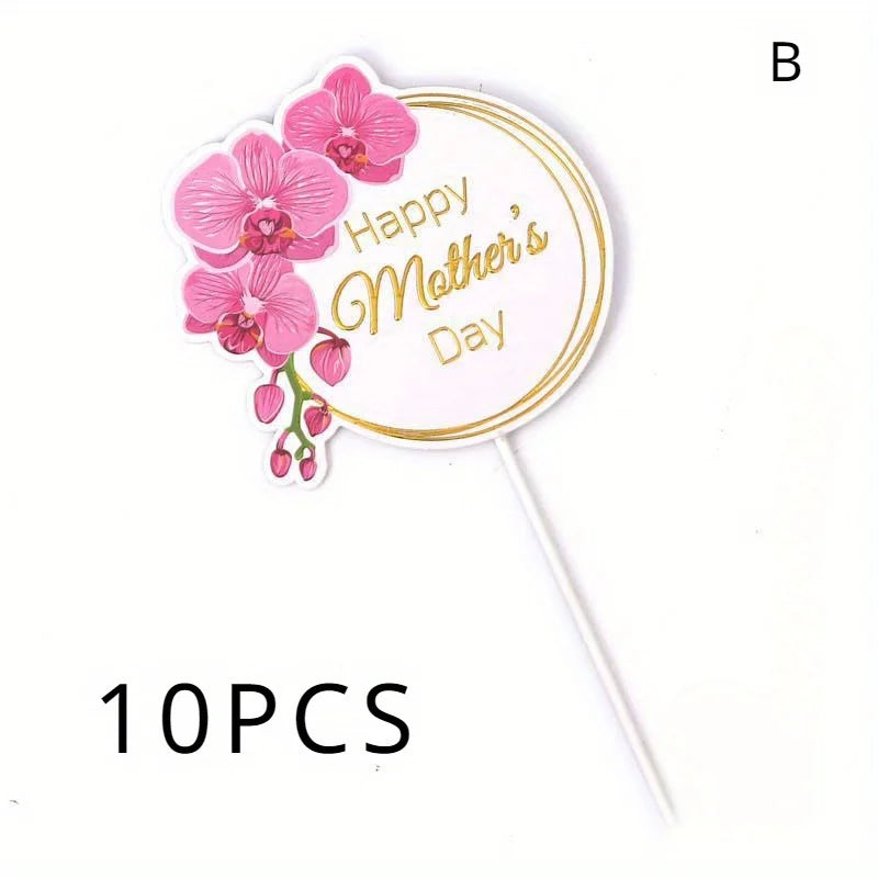 10-Piece Heart Cake Insert Plaques – Mother's Day Decoration Cake Insert Plaque Axl B-10PCS