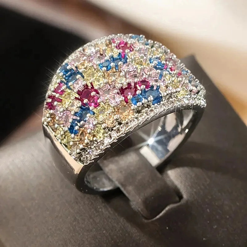 Huitan Colorful CZ Ring – Women's Bridal Fashion Jewelry Fashion CZ Ring Axl