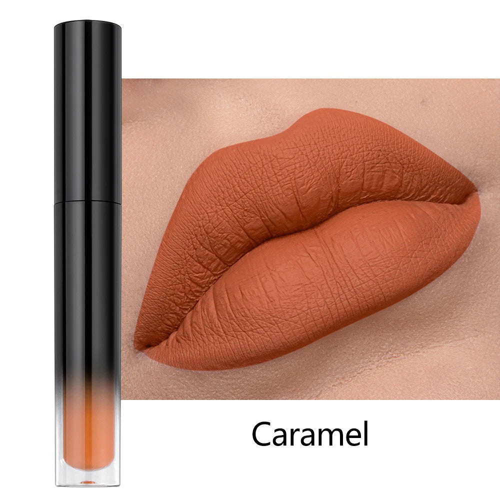 Waterproof Matte Liquid Lipstick – Vegan Custom Label Lip Gloss Liquid Lipstick Axl 04 Caramel 5pcs with logo