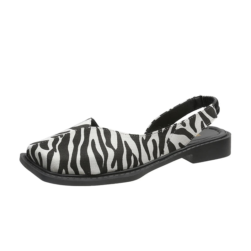Women's Zebra Print Slingback Low Heel Mule Sandals Mule Sandals Axl Zebra 42