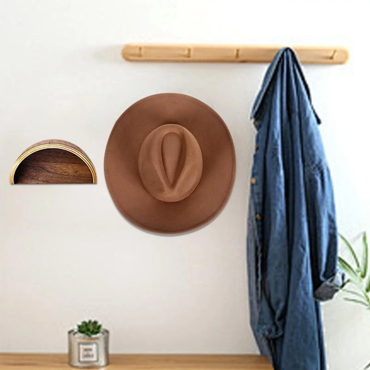 Wooden Cowboy Hat Rack | Wall-Mounted Western Hat Organizer Wall Hat Rack Axl