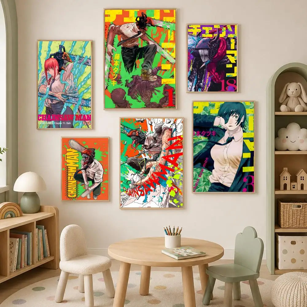 Makima Chainsaw Man Self-Stick HD PVC Wall Art Poster Anime Wall Poster Axl