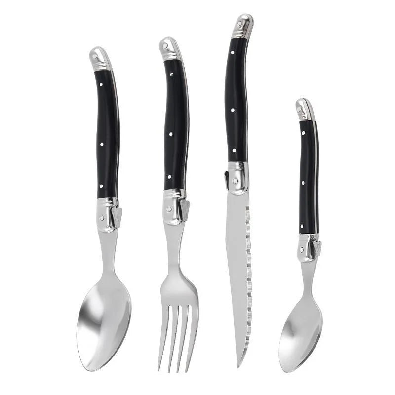 Laguiole Stainless Steel Cutlery Set – Knives, Forks & Spoons Flatware Cutlery Set Axl 4pcs 1 set