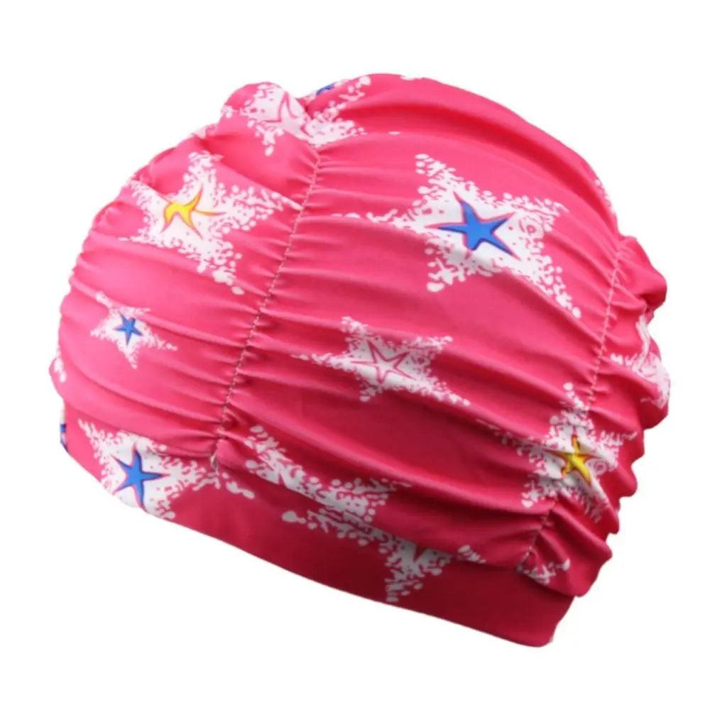 Printed Fabric Oversized Swimming Cap – Quick-Dry, Breathable Swim Cap Axl pink big star