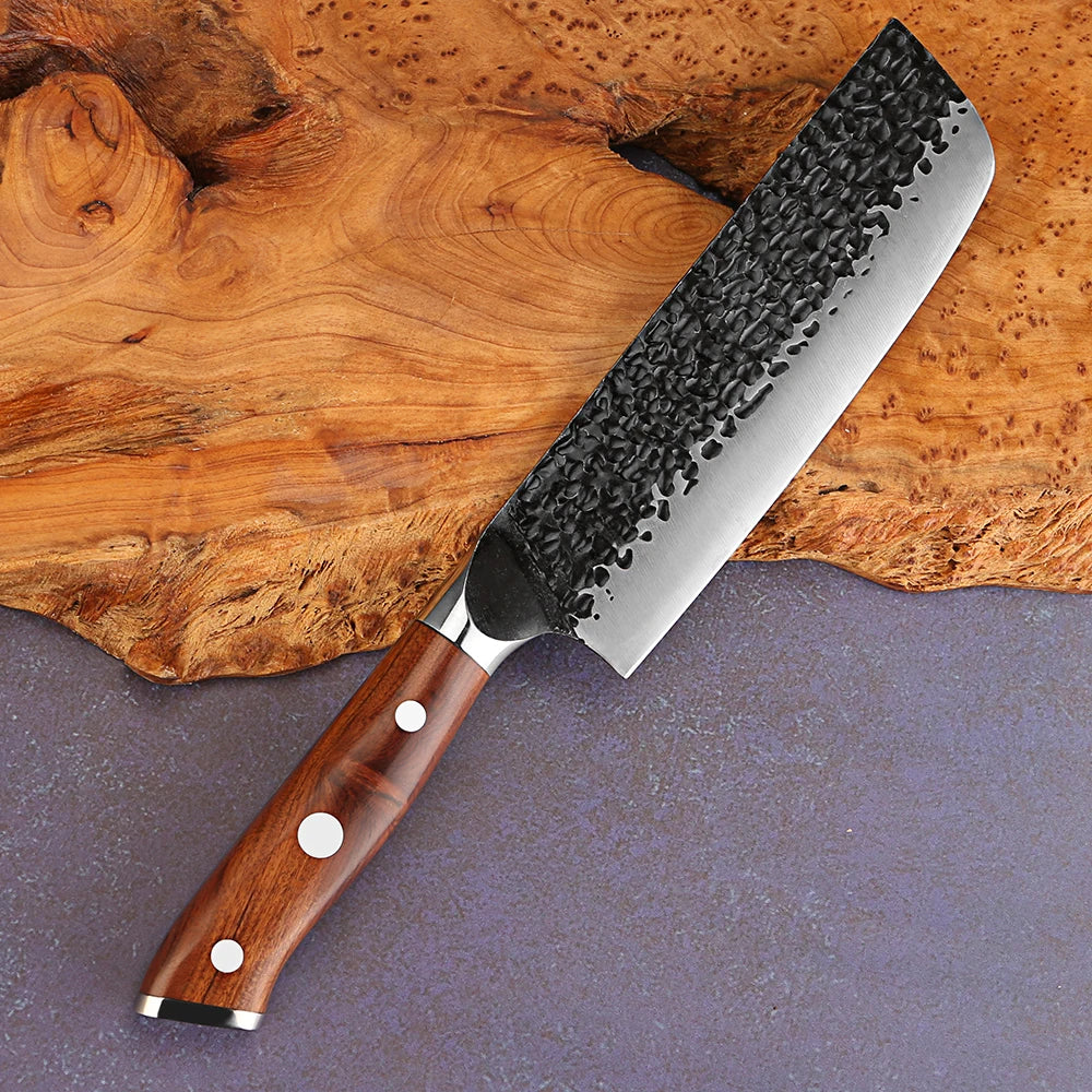 XITUO 7" Nakiri Knife – Japanese Vegetable Cleaver Pakkawood Nakiri Vegetable Knife Axl