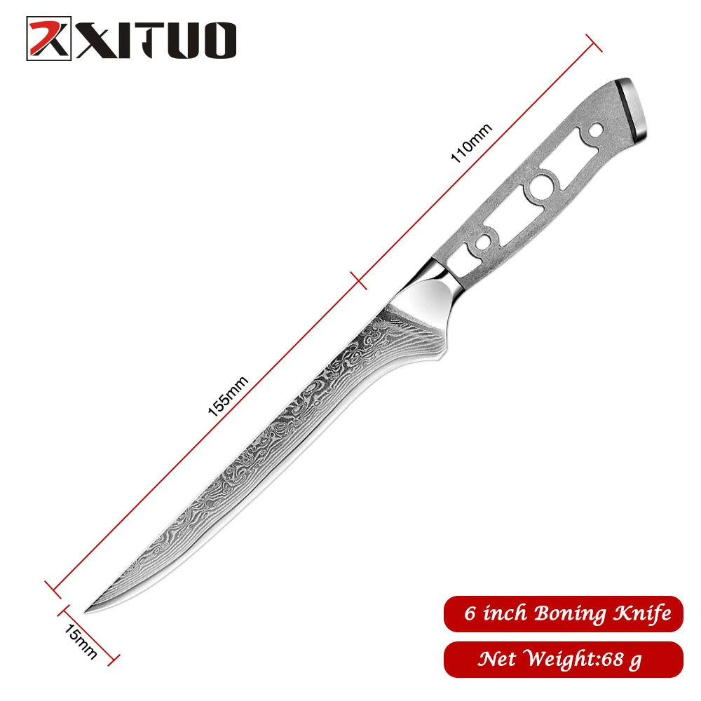 Damascus Steel Knife Blank Set – 8-Pc DIY Chef Knives | Xituo DIY Knife Blank Set Axl Boning Knife