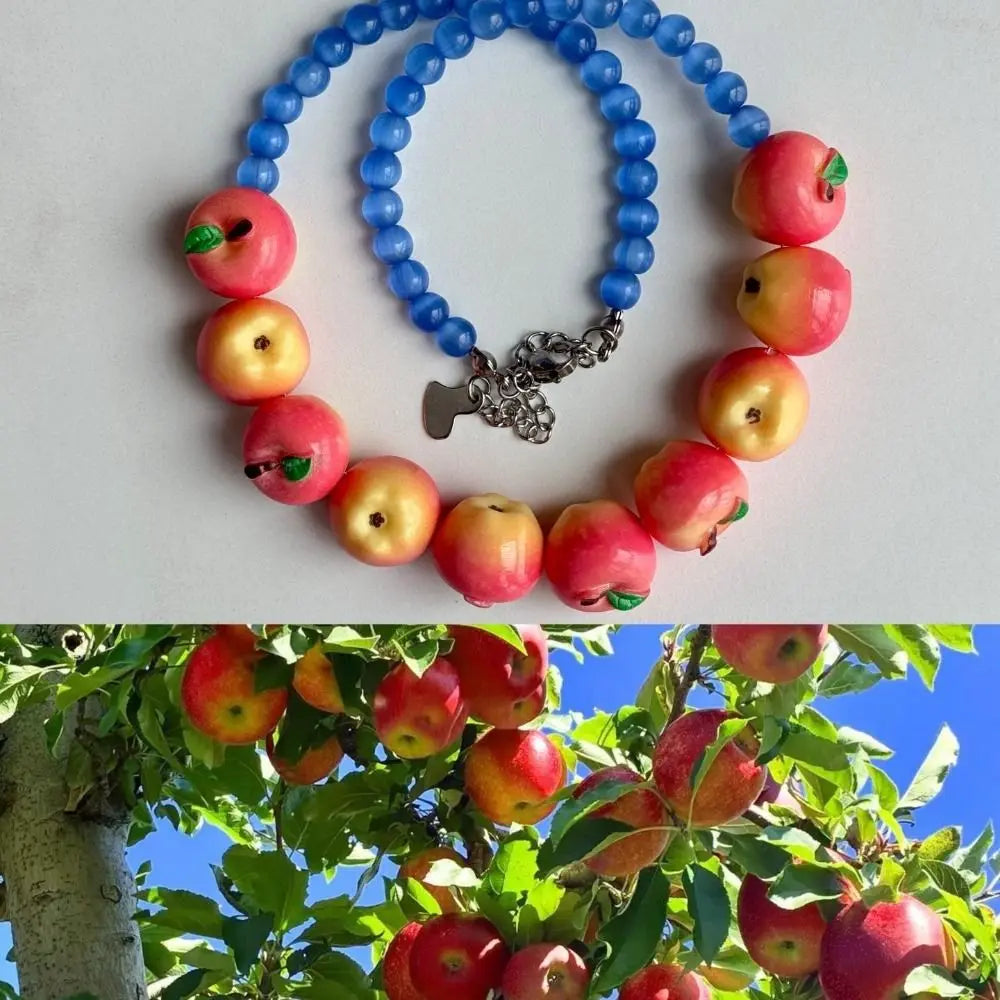 Layered Fruit Bead Necklace & Bracelet – Colorful Choker Bead Choker Necklace Axl