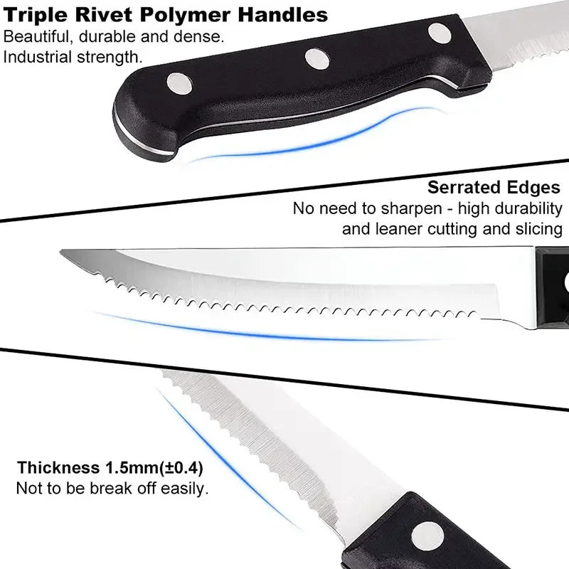 Steak Knives Set 4/6/8/12 Pcs – Serrated Stainless Steel Blade Steak Knife Set Axl