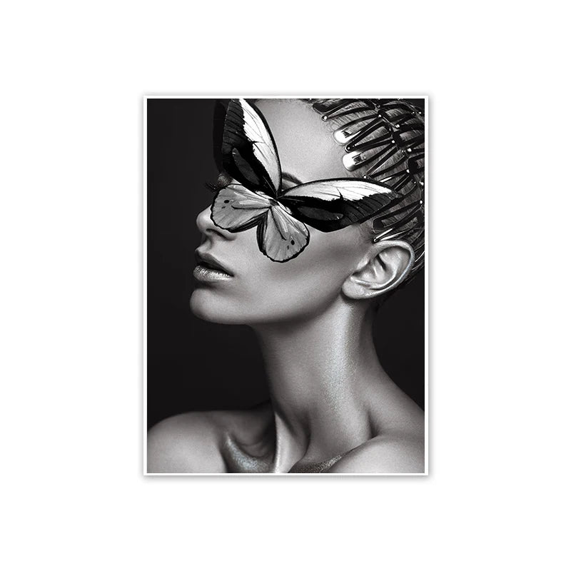 Women Butterfly Floral Wall Art Poster – Modern Home Décor