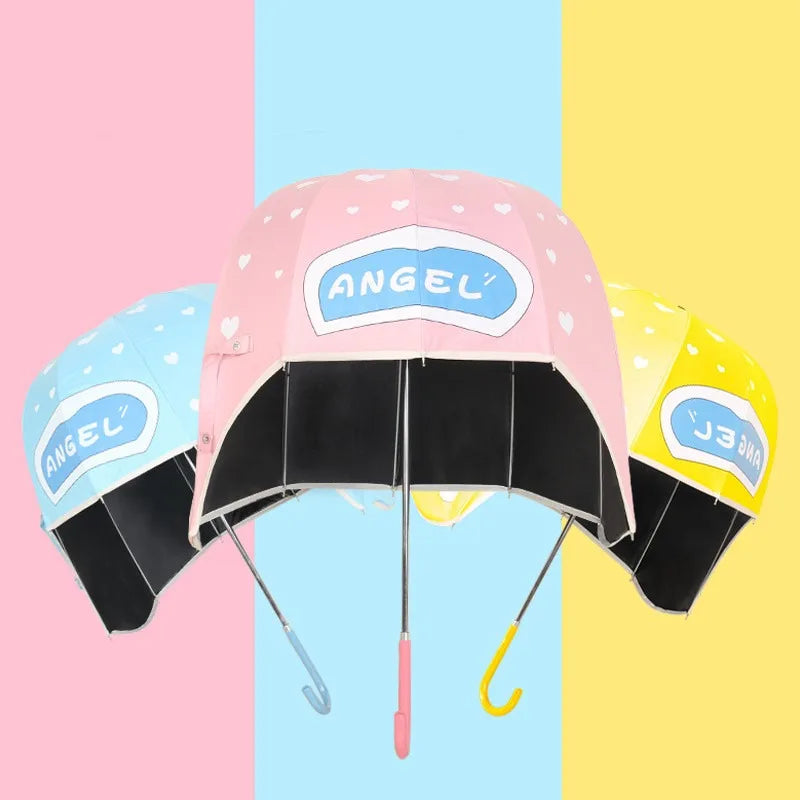Kids Cartoon Long Handle Umbrella – Sun & Rain Parasol Hat Kids Cartoon Umbrella Axl