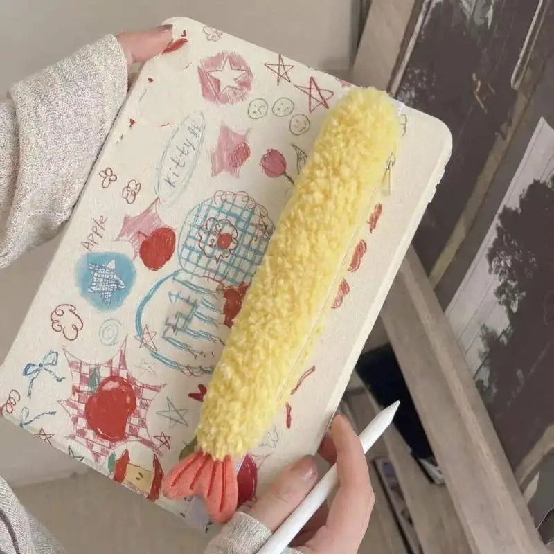 Cute Shrimp Tail Plush Pencil Case | Novelty Stationery Pouch Novelty Pencil Case Axl