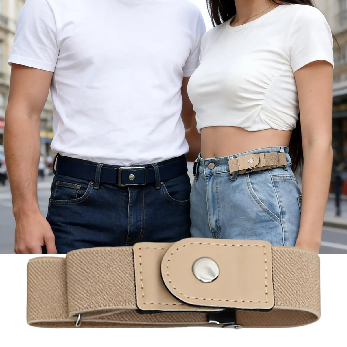 No-Buckle Elastic Belt 2-Pack – Invisible Fit for Women & Men Elastic Waist Belt Axl