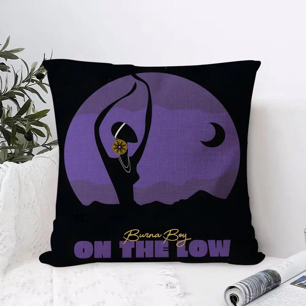 Burna Boy Linen Cushion Cover | Breathable Pillowcase Hidden Zip Decorative Pillow Cover Axl White6 45X45cm