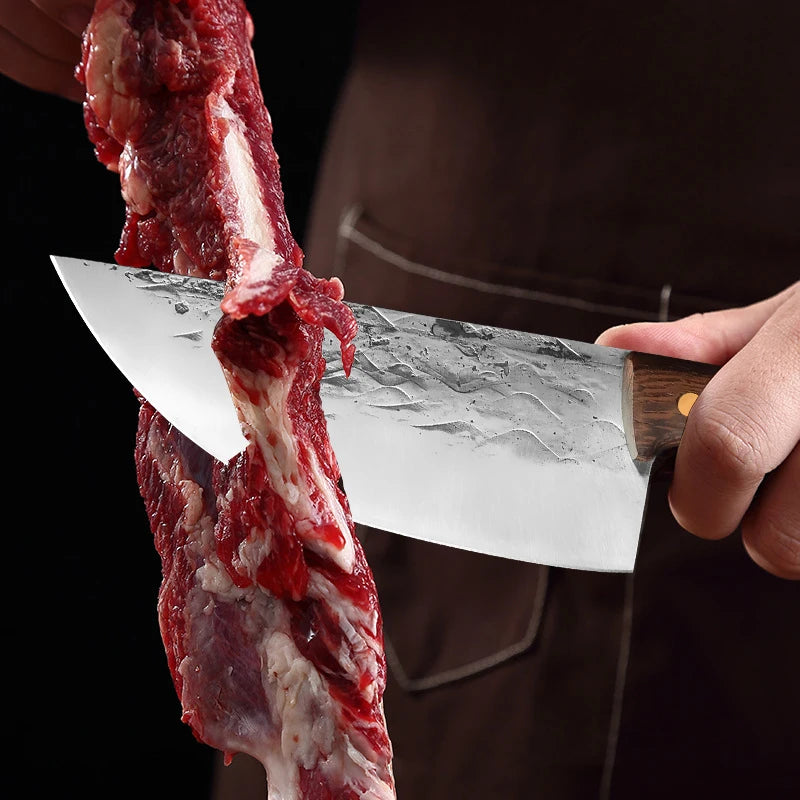 InLeung Forged Chef Cleaver Knife – High-Carbon Steel Wood Handle Chef Cleaver Knife Axl