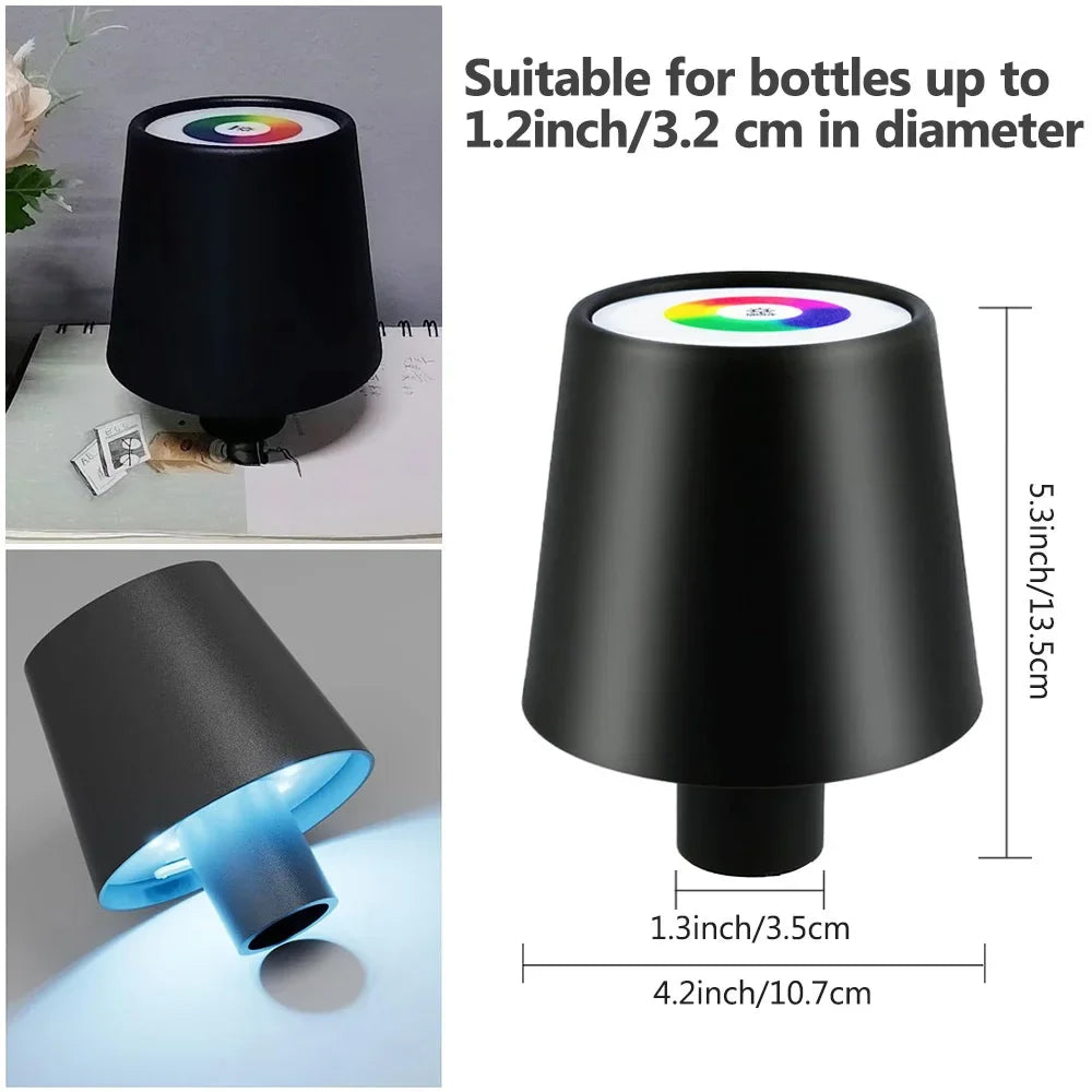 USB Rechargeable Bottle Table Lamp | Touch Control 3-Color LED LED Table Lamp Axl