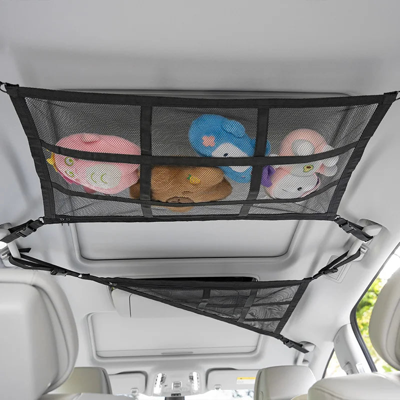Car Roof Mesh Storage Net – Elastic Organizer, Triangle & Square Car Roof Organizer Axl