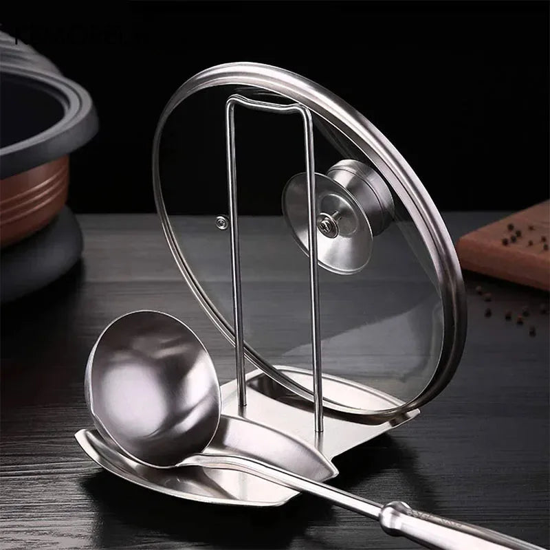 Stainless Steel Pot Lid Rack & Spatula Spoon Holder Stand Kitchen Utensil Rack Axl