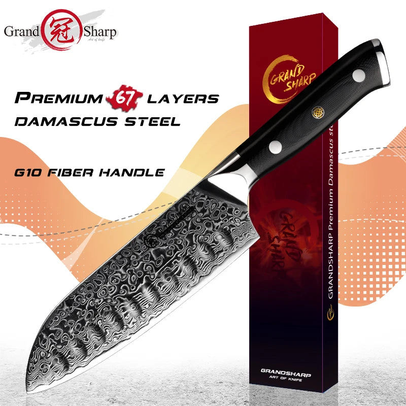5-Inch Santoku Knife – 67-Layer AUS-10 Damascus Steel Chef Knife Santoku Kitchen Knife Axl Default Title