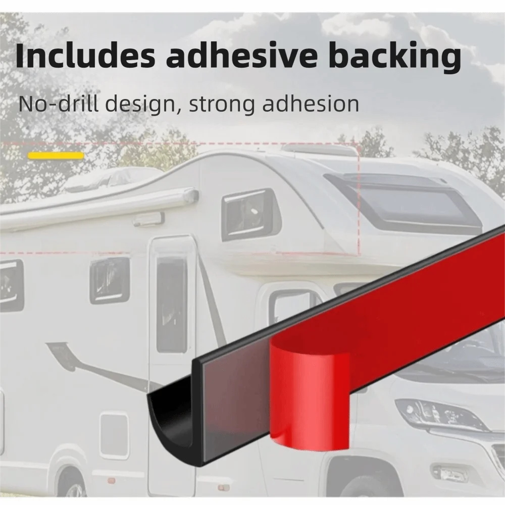 RV Rain Gutter Silicone J-Shape Roof Diverter | 1M 5M 6M Roof Rain Gutter Axl