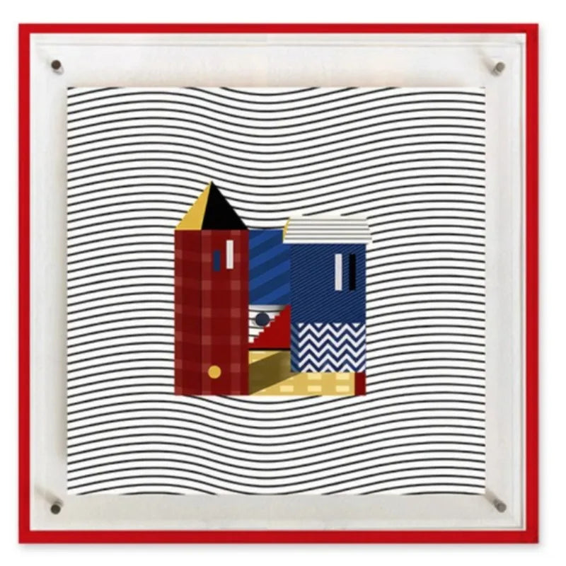 Geometric Framed Acrylic Wall Art – Modern Landscape Painting Framed Wall Art Axl Style A 30X30CM