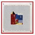 Geometric Framed Acrylic Wall Art – Modern Landscape Painting Framed Wall Art Axl Style A 30X30CM