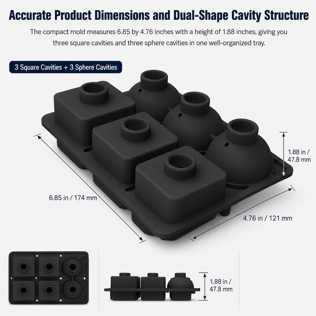 3D Diamond Silicone Ice Cube Tray 6 Cavity – Whiskey & Cocktails Silicone Ice Cube Tray Axl