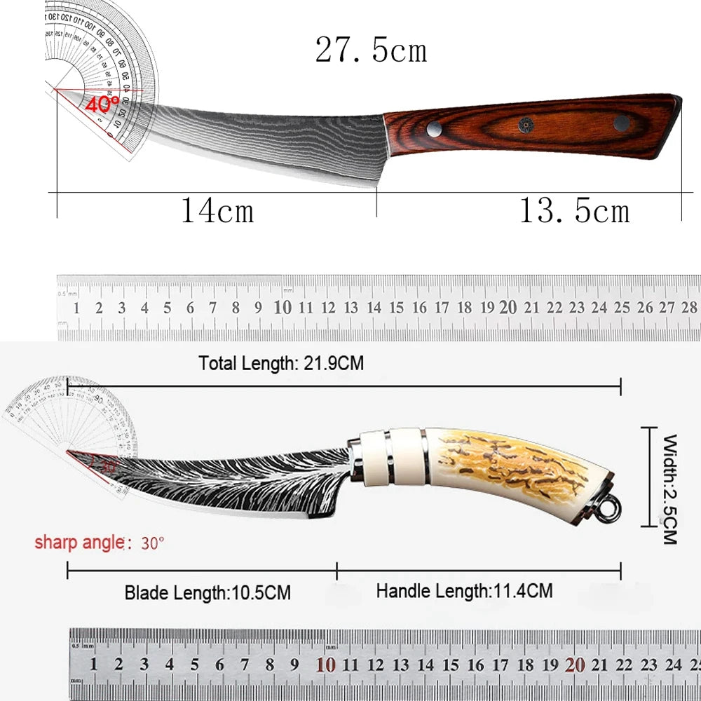 5.5" Damascus Steel Japanese Chef's Knife | Boning Knife Damascus Chef's Knife Axl