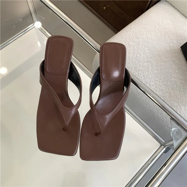 Retro Clip Toe Women's Low Heel Summer Slippers | Party Shoes Low Heel Slippers Axl