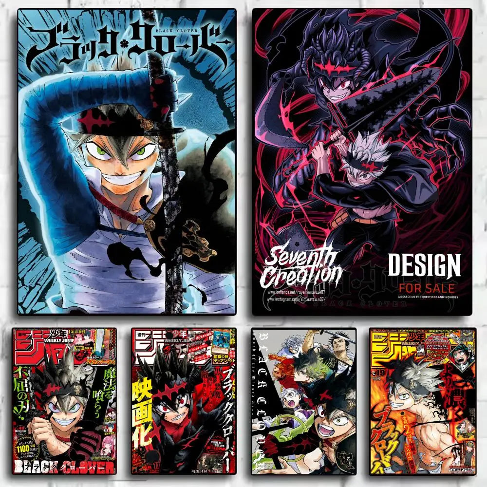 Black Clover Anime Self-Adhesive Wall Poster Art Sticker Anime Wall Poster Axl