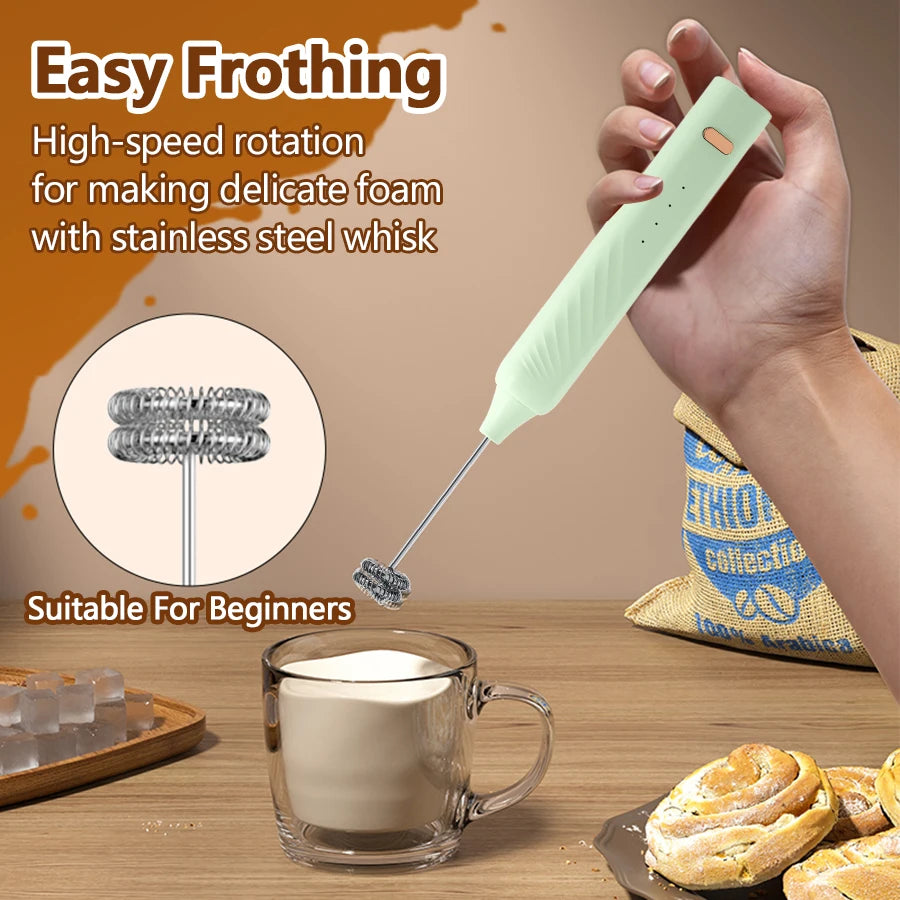 ONEKA Mini Rechargeable Milk Frother Wand | Coffee Latte Mixer Handheld Milk Frother Axl