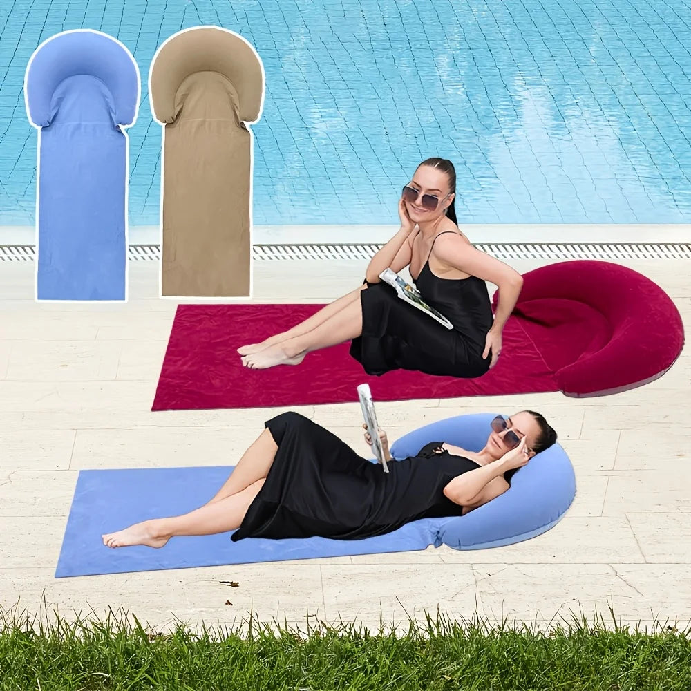 Sandproof Beach Mat with Inflatable Headrest | Camping Picnic Outdoor Beach Mat Axl