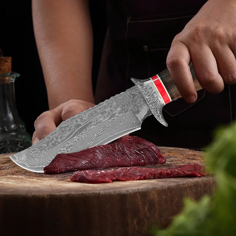 InLeung Damascus Steel Boning Knife – Hand Forged Wood Handle Damascus Kitchen Knife Axl