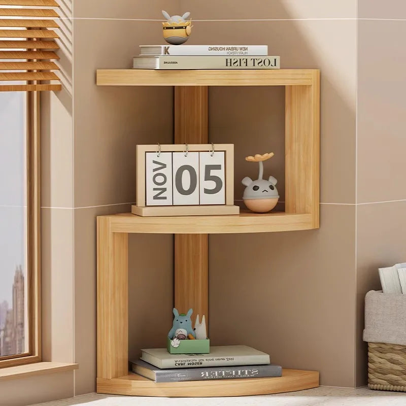 Wooden Corner Shelf Organizer – 2-3 Tier Display Storage Rack Corner Shelf Rack Axl