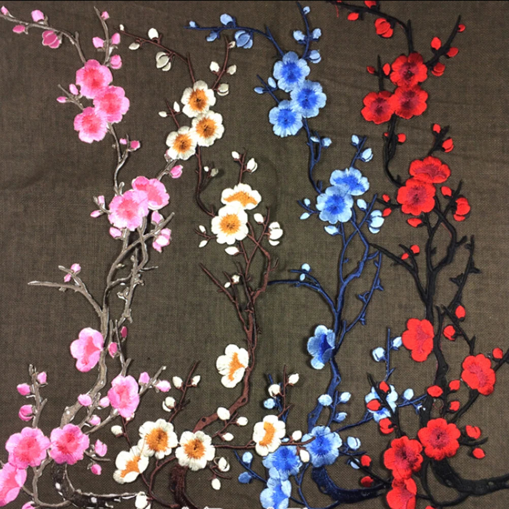 Plum Blossom Embroidered Patch – Iron or Sew On Applique Embroidered Applique Patch Axl