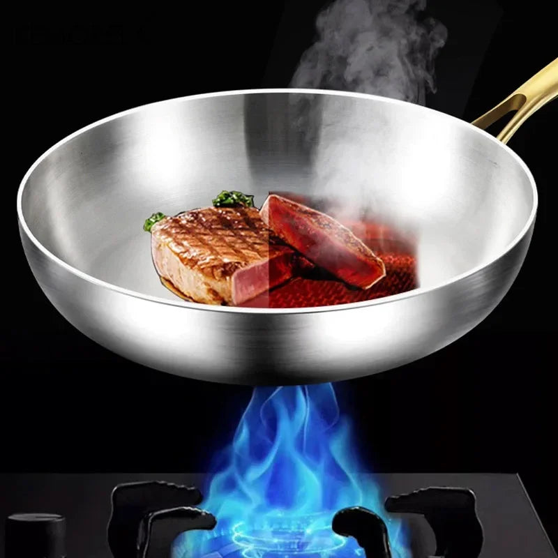 KEMORELA 3-Pc 316 Stainless Steel Non-Stick Frying Pan Set Stainless Steel Cookware Axl