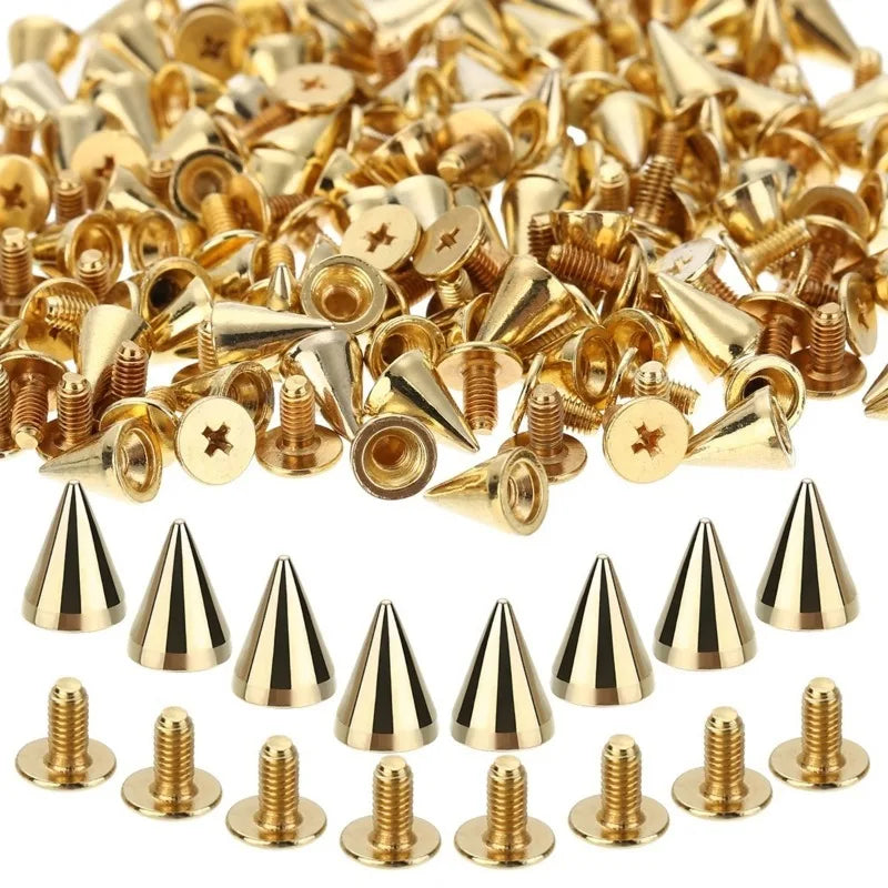 100Pcs Cone Studs & Spikes – Punk DIY Rivets for Leather & Clothes Punk Craft Studs Axl