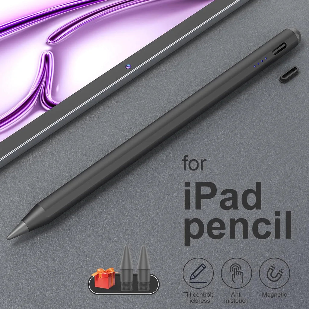 Stylus Pen for iPad 2018–2026 | LED, Tilt & Palm Rejection iPad Stylus Pen Axl Black