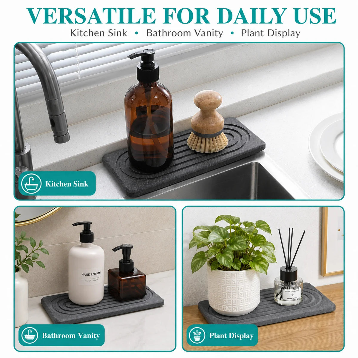 2-Pack Diatomite Drying Tray – Stone Sink Organizer Set Diatomite Drying Tray Axl