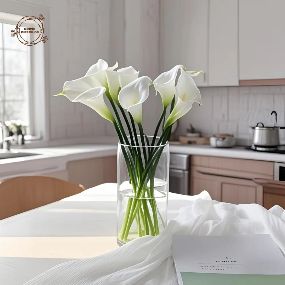 13pc PU Real Touch Artificial Calla Lily Bouquet – Wedding Decor Artificial Flower Bouquet Axl
