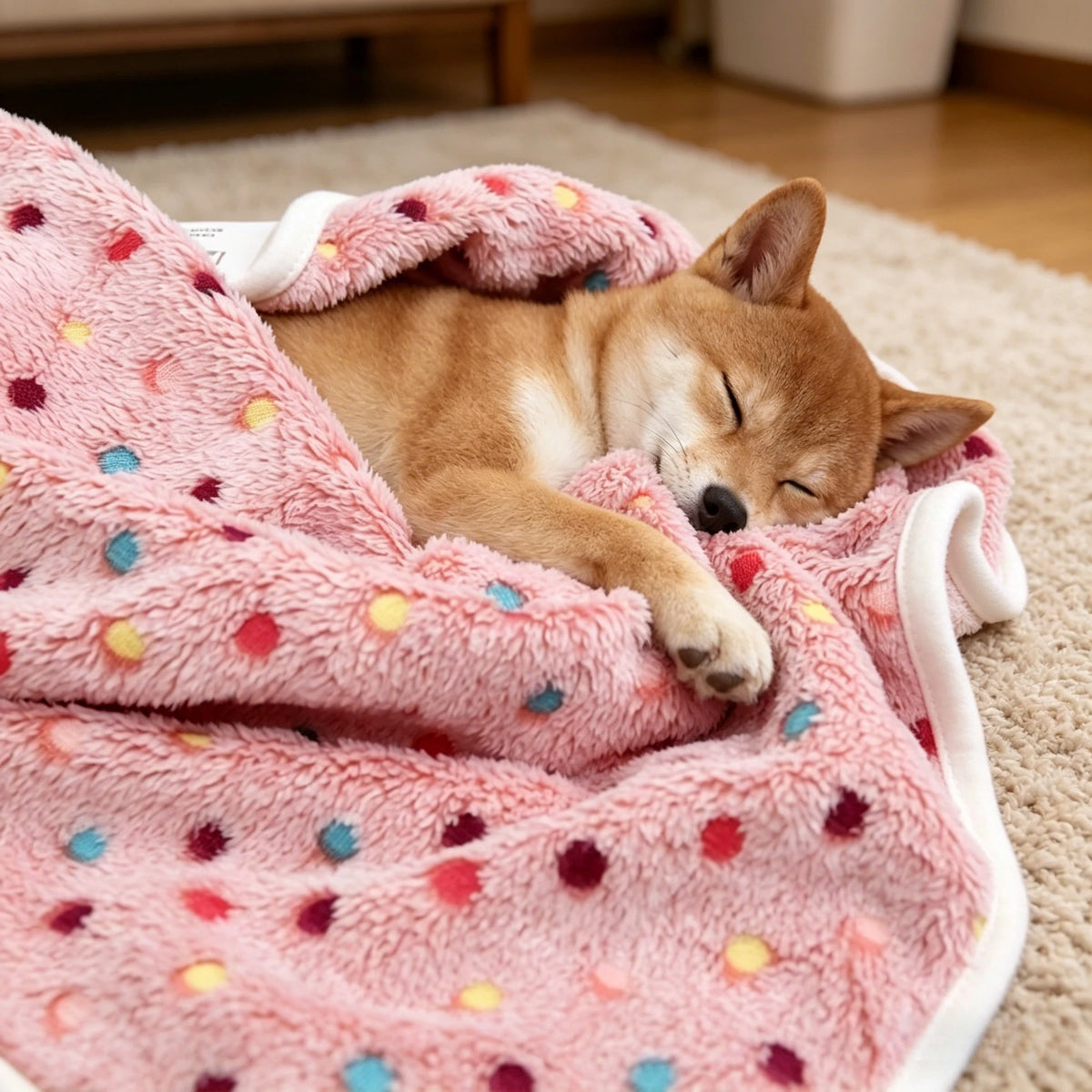 KEMORELA Fluffy Pet Blanket – Cozy Dot Mat for Cats & Dogs Pet Blanket Mat Axl M 76x52cm