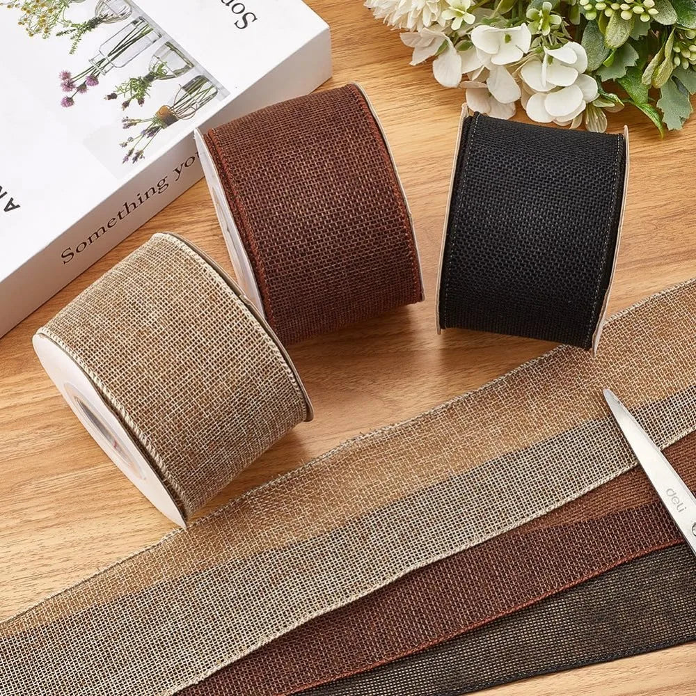 Burlap Wired Ribbon 2.5" Wide – Rustic Brown, 9.95 Yards/Roll Craft Wired Ribbon Axl