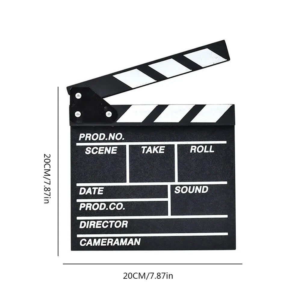 Wooden Director Clapperboard | Film Slate Photography Prop 30x27cm Photography Prop Axl Black -20x20cm-