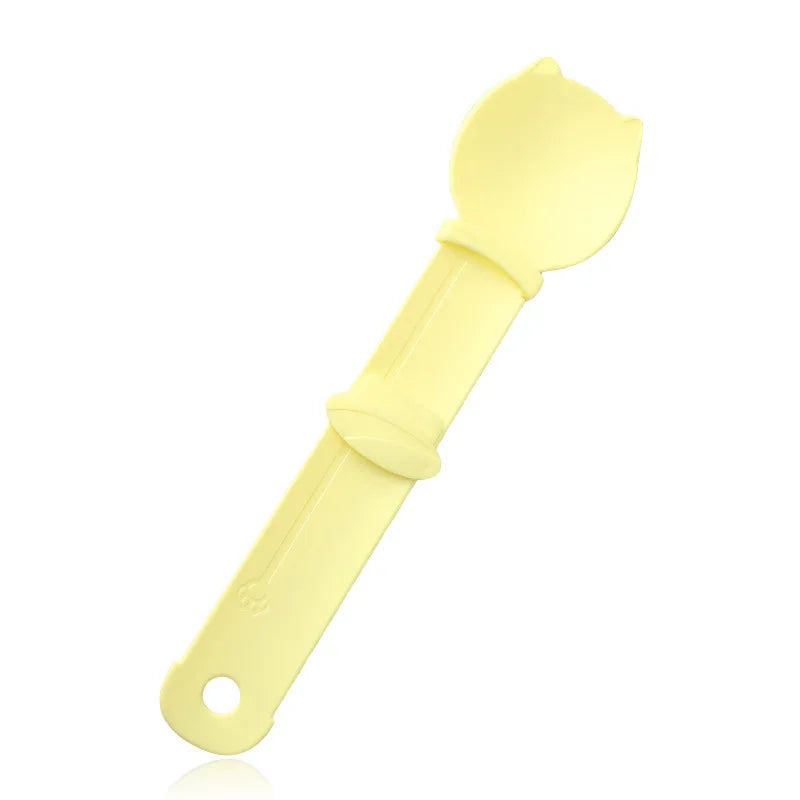 Long Handle Cat Food Extruder – Wet Food Squeeze Feeder Spoon Cat Food Feeder Axl yellow