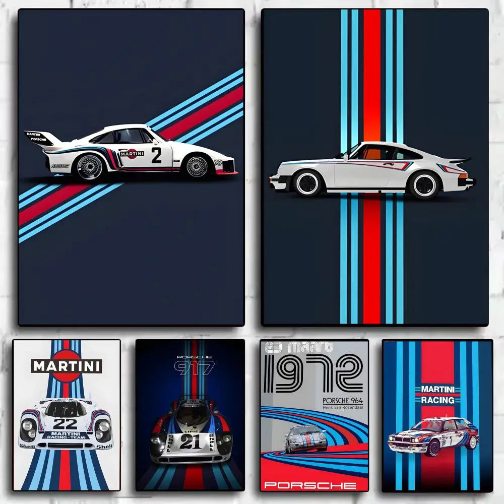 Martini Racing Car Poster – Self-Adhesive Wall Art Sticker Wall Art Poster Axl